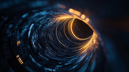 Fototapete - Using abstract technology and cyberspace in a modern design, illustrating science and global connectivity in a digital age