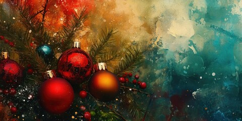 Poster - Christmas decorations on an abstract backdrop