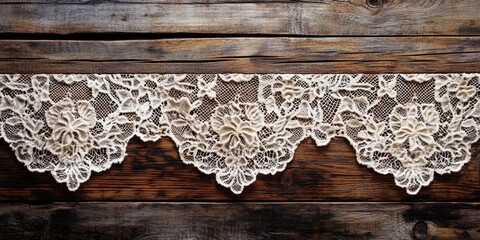 Poster - The lace texture on a wooden backdrop