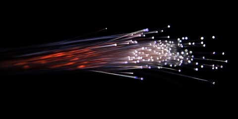 Aufkleber - Fiber optic cable isolated against a black background
