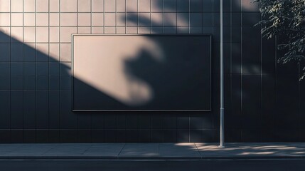 Poster - Empty Billboard on Urban Wall with Shadow Play