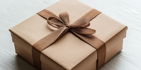 Aufkleber - Gift box for presents. The packaging is intended for a birthday. Close-up. Top view. On a white insulated surface.