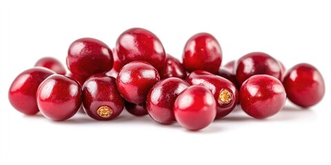 Sticker - Ripe Cornelian cherries (Cornus mas) - isolated on a white background.