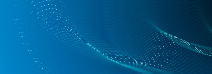 Leinwandbilder - Futuristic wave with points and lines. Big data. Dynamic wave background. 3d rendering