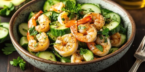 Poster - Shrimp, avocado, and cucumber salad