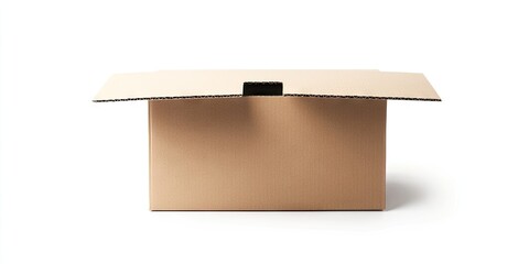 Aufkleber - Cardboard shipping box isolated on a white background, featuring a clipping path and copy space for your text.
