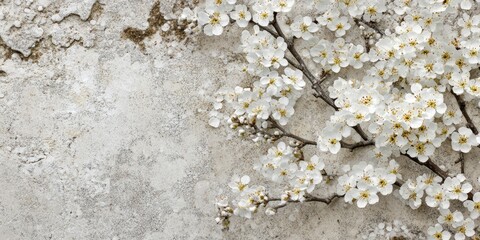 Aufkleber - Natural texture of blooming trees. Close-up of flowering trees providing a space for text. Background for a greeting card featuring white flowers and copy space.