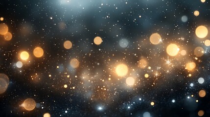Poster - A mesmerizing background featuring shimmering golden and blue bokeh lights, evoking a sense of wonder and magic.