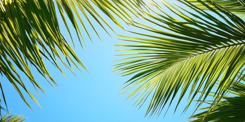 Aufkleber - palm leaves set against the blue summer sky