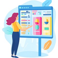 Poster - Woman Using Analytics Dashboard for Data Analysis
