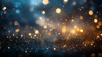 Fototapete - A vibrant abstract background featuring scattered golden and blue lights creating a sparkling, enchanting atmosphere.