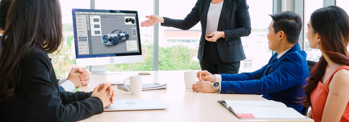 Poster - electric car design software on computer screen showing simulation blueprint snugly by digital calcu