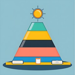 Poster - Colorful Pyramid Chart with Sun and Books
