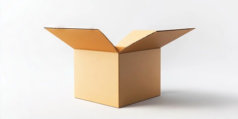 Aufkleber - Brown carton box opened and isolated on a white background.