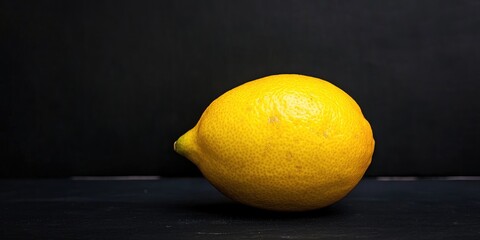Poster - Yellow lemon on a black backdrop. Copyspace for text. The idea of advertising.