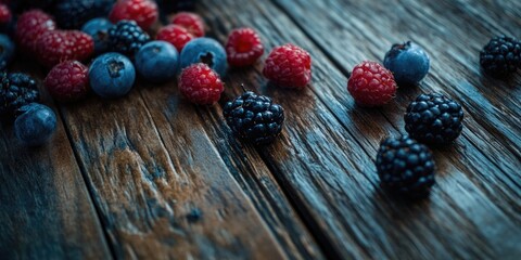 Poster - Berries on a wooden surface