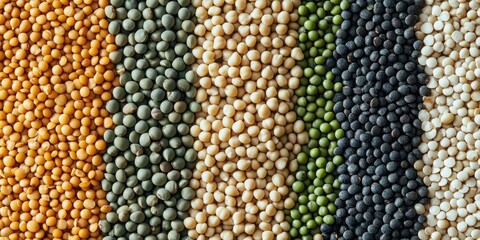 Poster - Cereal background: chickpeas, peas, lentils, green buckwheat, black beans.