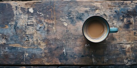 Sticker - Coffee cup placed on a wooden surface