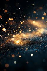 Leinwandbilder - An abstract cosmic scene filled with shimmering golden and blue particles, creating a dreamy, starry atmosphere.