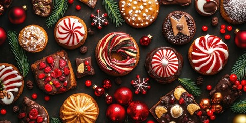 Aufkleber - Christmas Background Featuring Desserts. Horizontal.