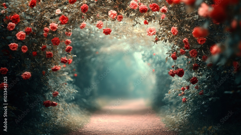 A Path Through a Rose-Covered Archway Stock Photo | Adobe Stock