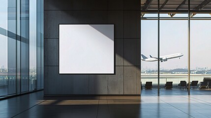 Poster - Modern Airport Lounge with Blank Display Board