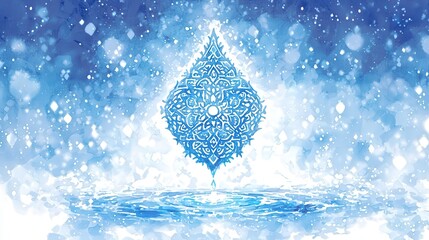 Poster - Serene Watercolor Illustration of a Stylized Motif