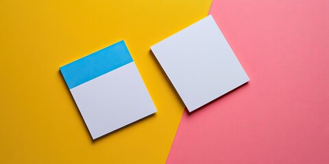 Aufkleber - Blank business cards. Mockup on a colored background. Flat lay. Copyspace for text.