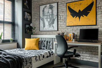 Poster - Stylish Contemporary Teen Bedroom with Modern Amenities  