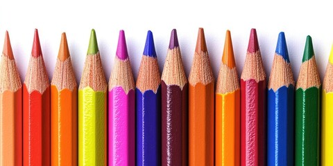 Poster - A collection of vibrant pencils on a white background.