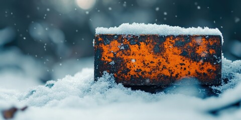 Poster - Burnt Label, Snow, Bokeh, Copyspace