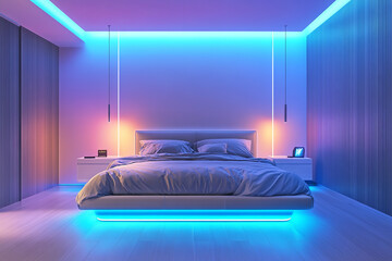 Poster - Futuristic Bedroom with Smart Technology and Minimalist Design  