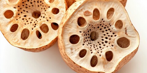 Poster - Lotus root against a white background.