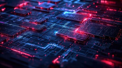 Poster - Vivid Digital Artwork with Circuit Patterns and Lights