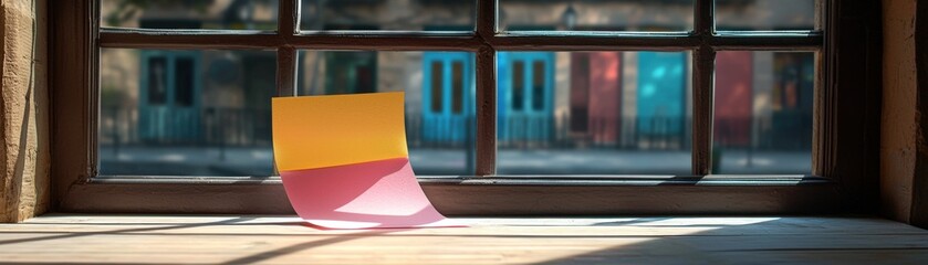 Poster - Minimalist Layout with Colorful Paper on Window Sill