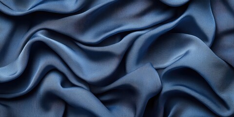 Canvas Print - Blue fabric featuring folds and waves. Dark blue silk fabric serves as the background. Eucalyptus fabric is natural, eco-friendly, and hypoallergenic.