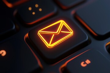Poster - mailing list contact post or envelope icon button, communication with business clients customer supp