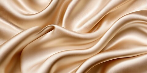 Aufkleber - Beautiful, smooth, elegant, wavy beige/light brown satin silk luxury fabric texture, abstract background design. Copyspace. Card or banner.