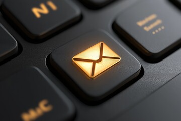 Poster - Mailing list contact post or envelope icon button, communication with business clients customer support. 