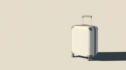 Poster - A minimalist illustration of a suitcase with sharp lines on a soft, neutral background embodies simplicity. Generative AI