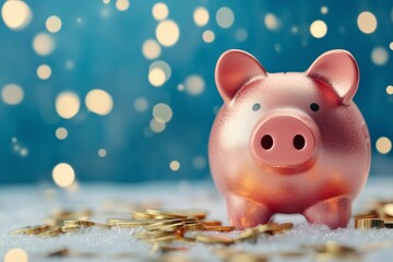 new year 2025 investment concept with piggy bank saving money for future 