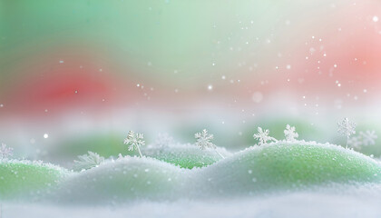 Wall Mural - christmas background with snow and frost and blank space