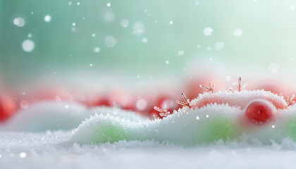 Wall Mural - christmas background with snow and frost and blank space