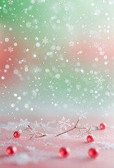 Wall Mural - christmas background with snow and frost and blank space