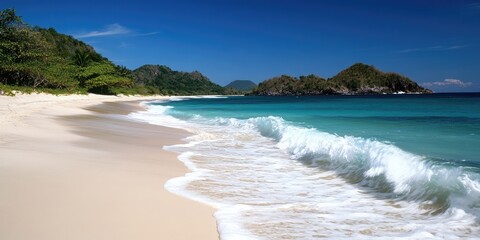 Poster - Stunning tropical beach with waves on soft white sand.