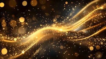 Aufkleber - A shimmering golden wave of light and bokeh effects against a dark backdrop, creating a magical and festive atmosphere.