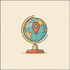 Leinwandbilder - This artistic depiction features a globe with a prominent location pin, emphasizing a specific destination in a minimalist style. Generative AI