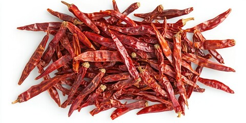 Canvas Print - Top view of dried red chili isolated on a white background.