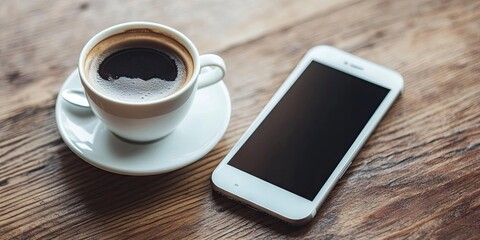 Leinwandbilder - a smartphone and a cup of coffee