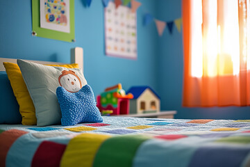 Wall Mural - Playful and Colorful Child's Bedroom with Educational Toys 